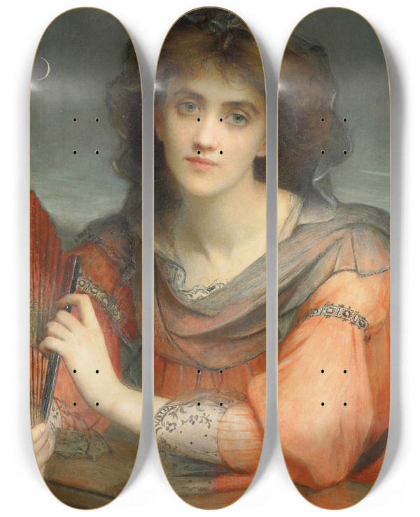 Triptych art skateboard deck of Charles Edward Hall Luna by Charles Edward Halle (1846-1914)