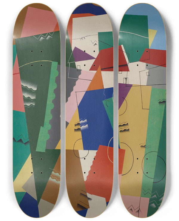 Triptych art skateboard deck of Georges Valmier Paysage by Georges Valmier (1885-1937)