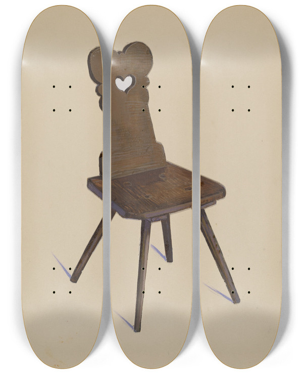 Triptych art skateboard deck of Bernard Krieger Side Chair_2 by Bernard Krieger