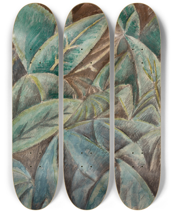 Triptych art skateboard deck of Max Weber Flowers by Max Weber (1881-1961)
