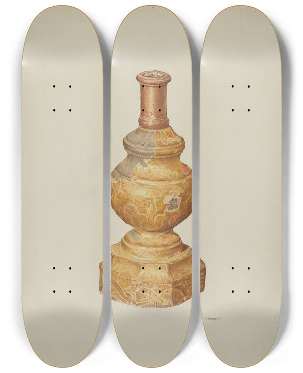 Triptych art skateboard deck of Edward Jewett Candlestick Ecclesiastical_1 by Edward Jewett (20-)