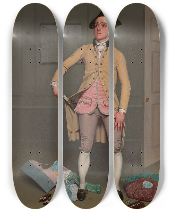 Triptych art skateboard deck of Samuel De Wilde Samuel Thomas Russell In Samuel Footes The Mayor Of Garratt by Samuel de Wilde (1751-1832)