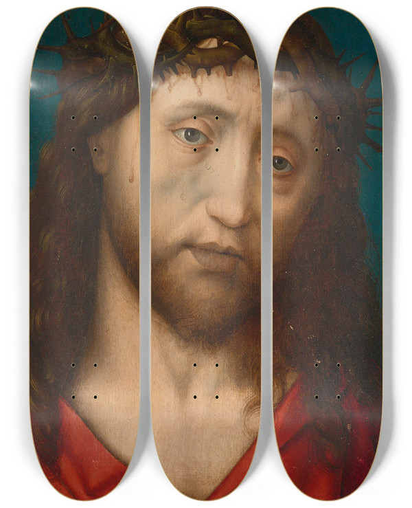 Triptych art skateboard deck of Follower Of Hugo Van Der Goes Christ Crowned With Thorns by Follower Of Hugo Van Der Goes (1430-1482)
