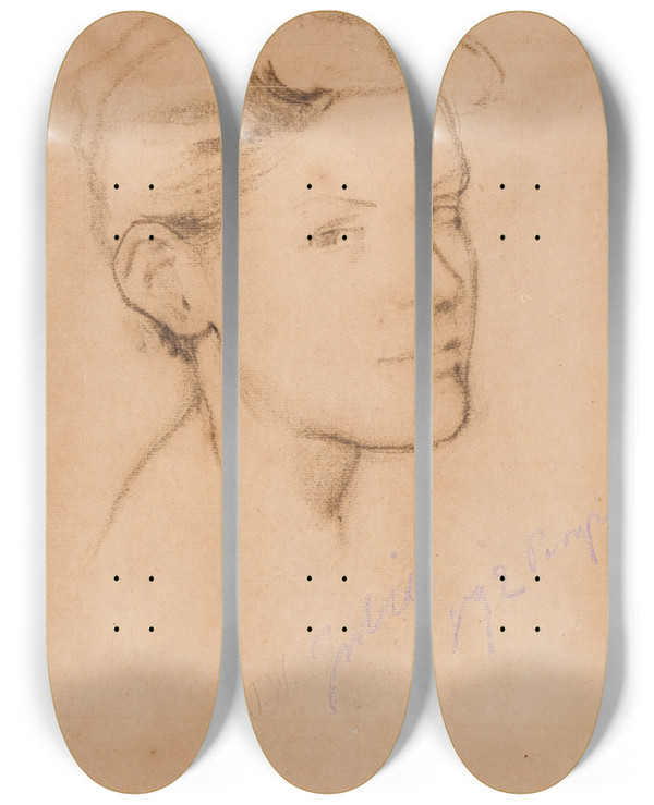 Triptych art skateboard deck of Stanisaw Wyspiaski Portret Julie by Stanislaw Wyspianski (1869-1907)