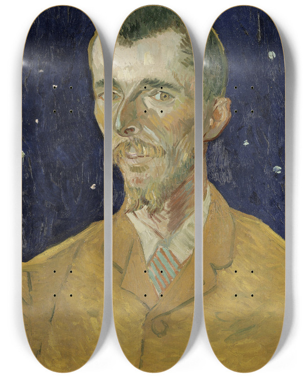 Triptych art skateboard deck of Vincent Van Gogh Eugne Boch by Vincent van Gogh (1853-1890)