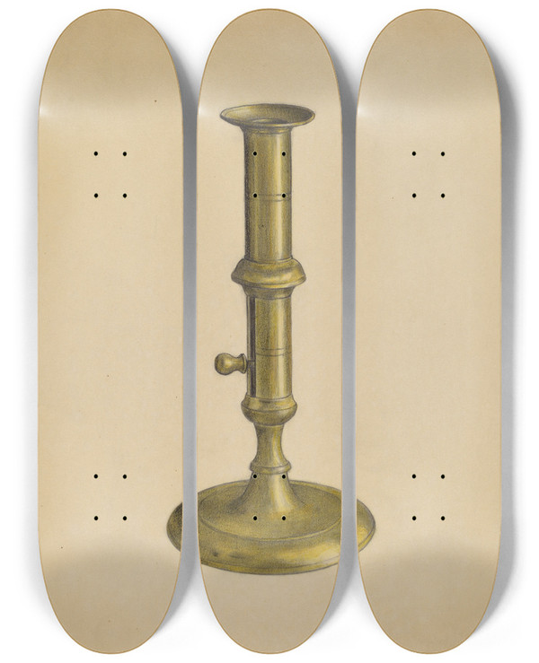 Triptych art skateboard deck of Janet Riza Candlestick_7 by Janet Riza (20-)
