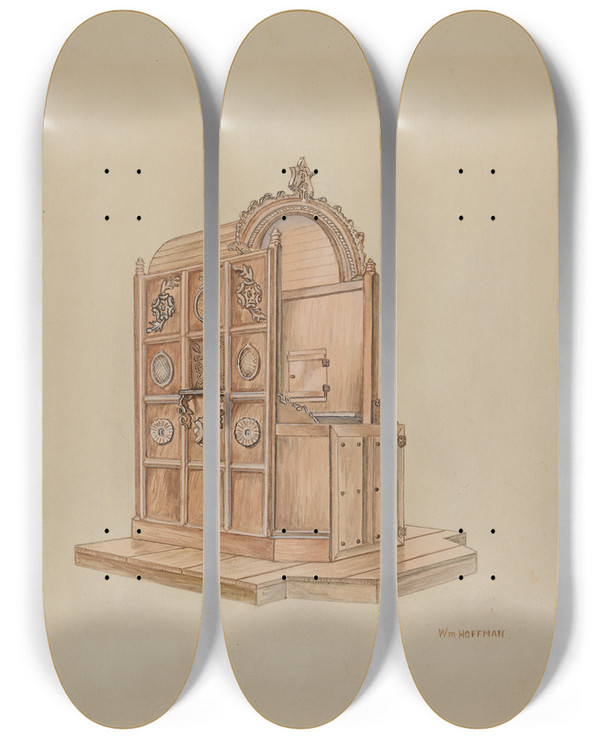 Triptych art skateboard deck of William Hoffman Confessional by William Hoffman