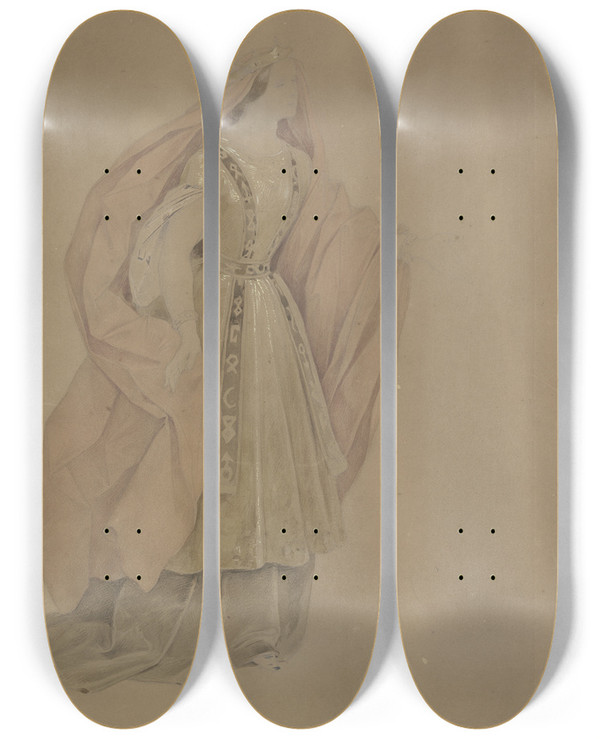 Triptych art skateboard deck of Moritz Von Schwind Die Sngerin Karoline Hetzenecker In Der Oper Hans Heiling by Moritz Von Schwind (1804-1871)