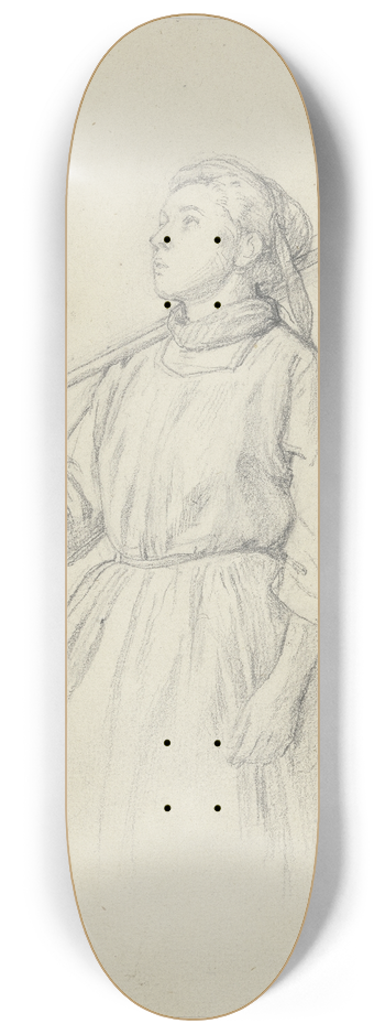 Jakob Becker - Aufblickendes Bauernmdchen mit geschultertem Rechen 8.25 inch art skate deck