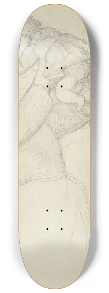 Jakob Becker - Auf dem Boden sitzende Mutter im verlorenen Profil, mit Kind 8.25 inch art skate deck