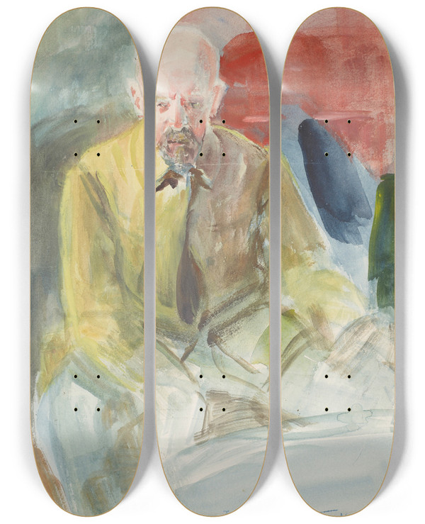 Triptych art skateboard deck of Jacek Malczewski Selfportrait_3 by Jacek Malczewski (1854-1929)