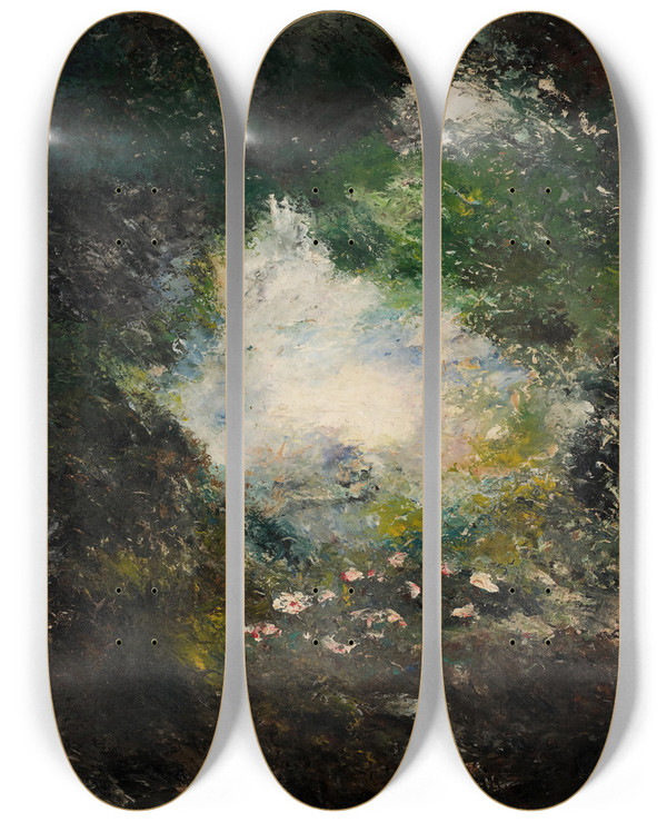 Triptych art skateboard deck of August Strindberg Wonderland by August Strindberg (1849-1912)