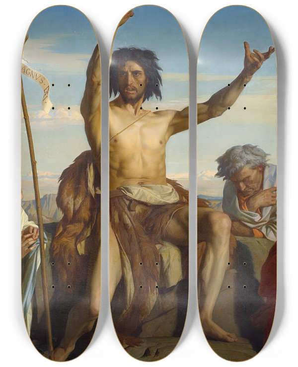 Triptych art skateboard deck of Alexandre Cabanel Saint Jeanbaptiste by Alexandre Cabanel (1823-1889)