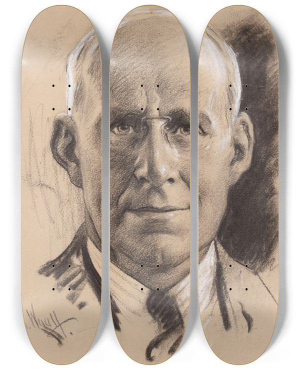Triptych art skateboard deck of Samuel Johnson Woolf Arthur Stanley Eddington by Samuel Johnson Woolf (1880-1948)