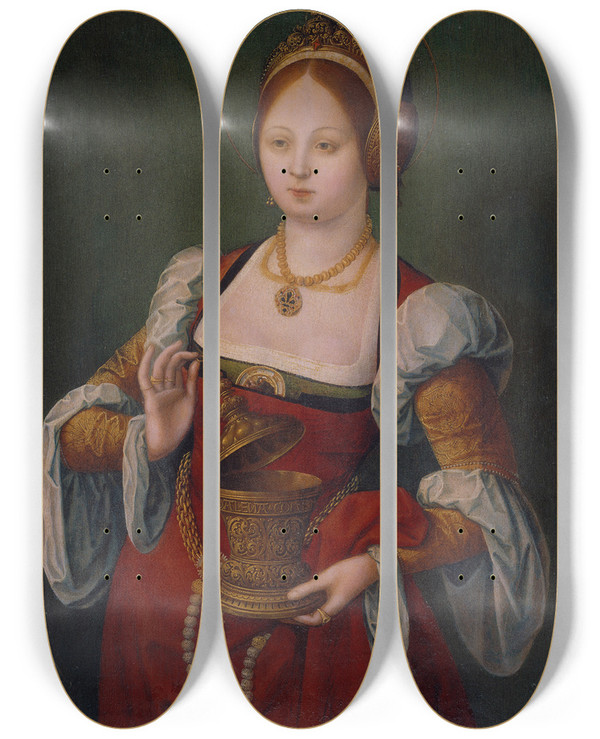 Triptych art skateboard deck of Flemish School Mary Magdalene_2 by Flemish School