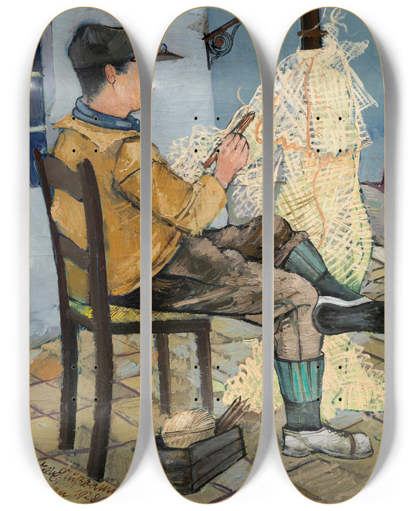 Triptych art skateboard deck of Felix Nussbaum Netzflicker_2 by Felix Nussbaum (1904-1944)