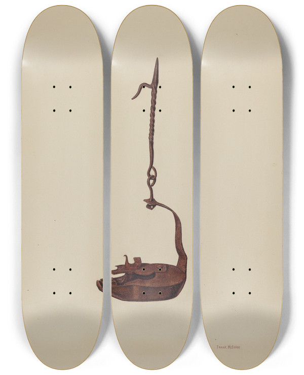 Triptych art skateboard deck of Frank Mcentee Betty Lamp by Frank Mcentee