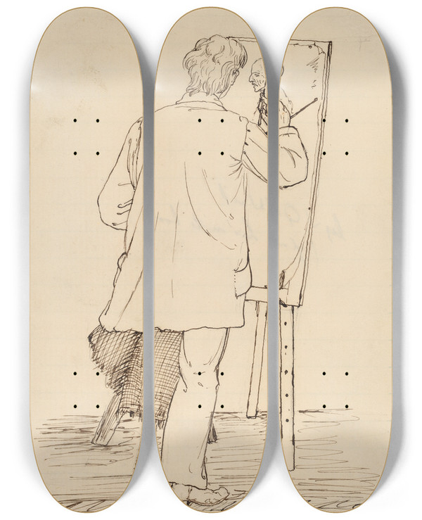 Triptych art skateboard deck of John Quincy Adams Ward George Reynolds by John Quincy Adams Ward (1830-1910)
