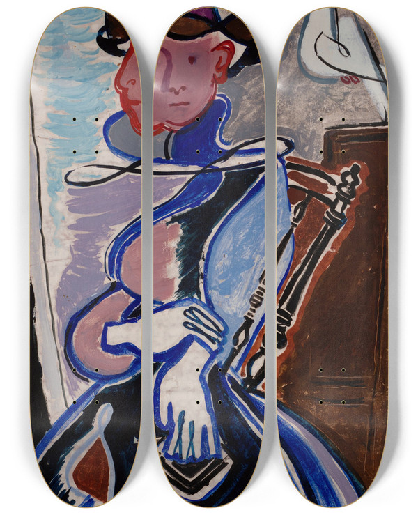 Triptych art skateboard deck of Karin Luts Selfportrait_3 by Karin Luts (1904-1993)