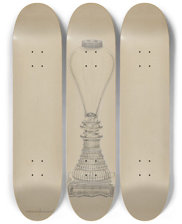 Triptych art skateboard deck of John Dana Lamp_1 by John Dana (1935)