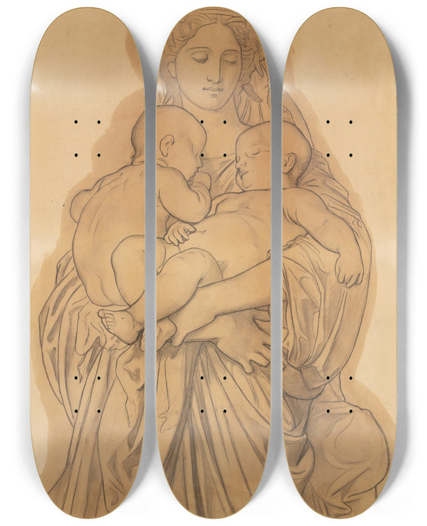 Triptych art skateboard deck of William Bouguereau La Foi by William Bouguereau (1825-1905)