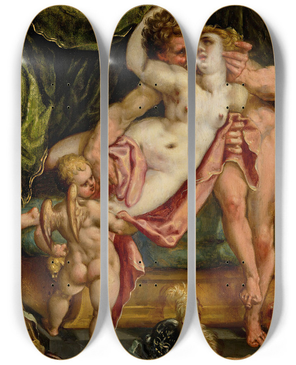 Triptych art skateboard deck of Follower Of Bartholomaeus Spranger Venus And Mars by Follower Of Bartholomaeus Spranger (1546-1611)