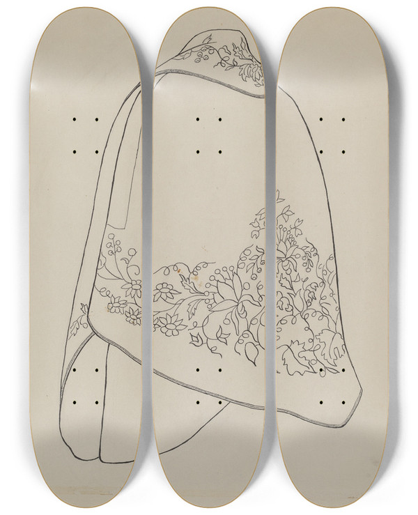 Triptych art skateboard deck of American 20Th Century Dolman by American 20Th Century