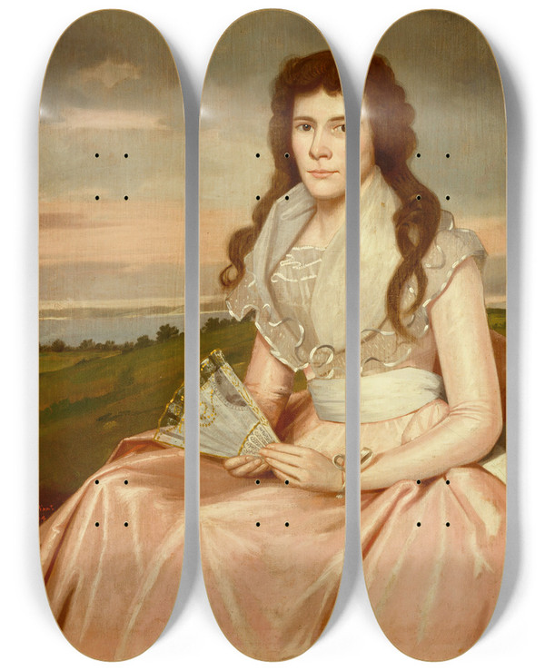Triptych art skateboard deck of Ralph Earl Lucy Bradley by Ralph Earl (1751-1801)