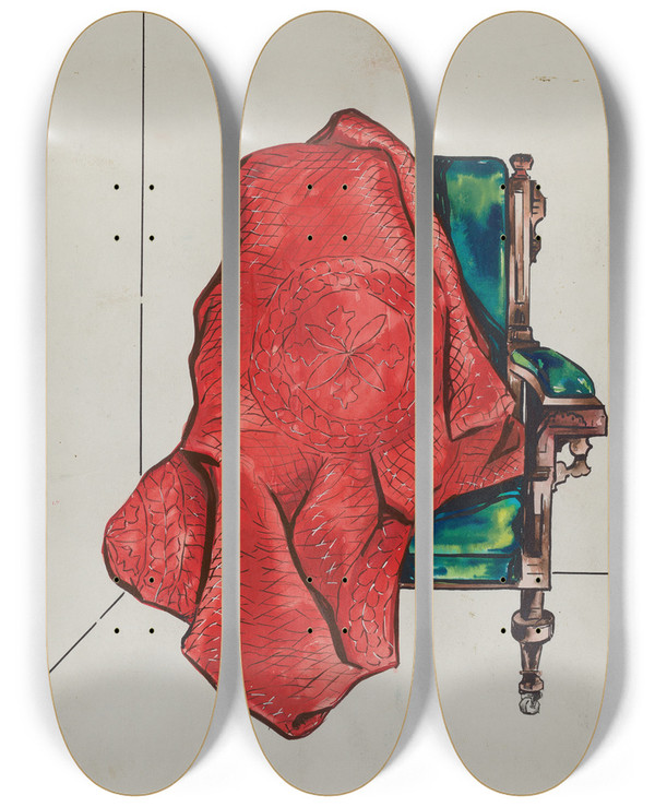 Triptych art skateboard deck of Sebastian Simonet Quilt by Sebastian Simonet