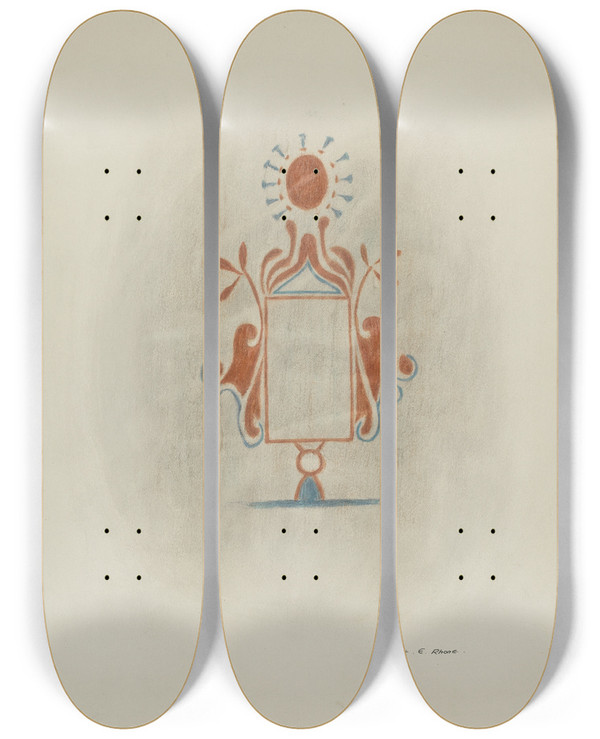Triptych art skateboard deck of George E Rhone Wall Painting_2 by George E Rhone
