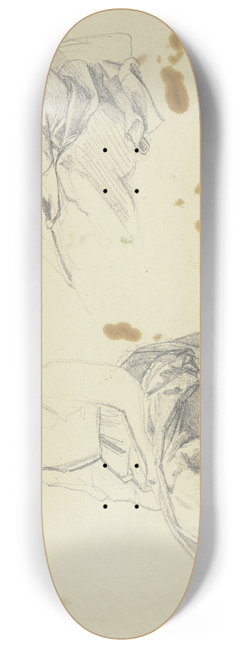 Jakob Becker - Studienblatt; Lagernde Frau und lagernder Mann 8.25 inch art skate deck