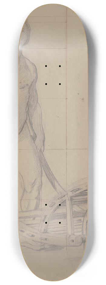 Jakob Becker - Studienblatt; Mnnlicher Akt mit Schubkarren, stehender Bauer 8.25 inch art skate deck