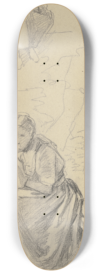 Jakob Becker - Studienblatt; Sitzende Frauen 8.25 inch art skate deck