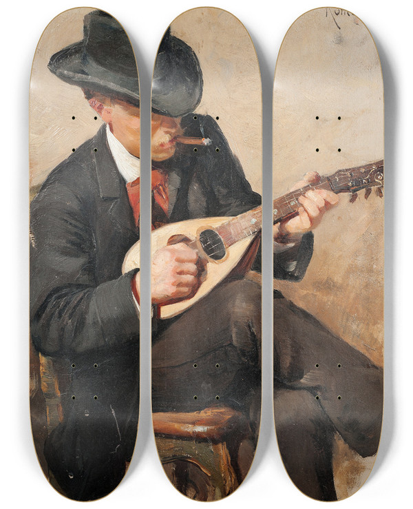 Triptych art skateboard deck of Axel Jungstedt Aron Johansson by Axel Jungstedt (1859-1933)