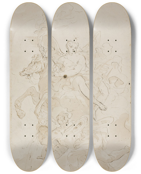 Triptych art skateboard deck of Fabio Canal Aurora by Fabio Canal