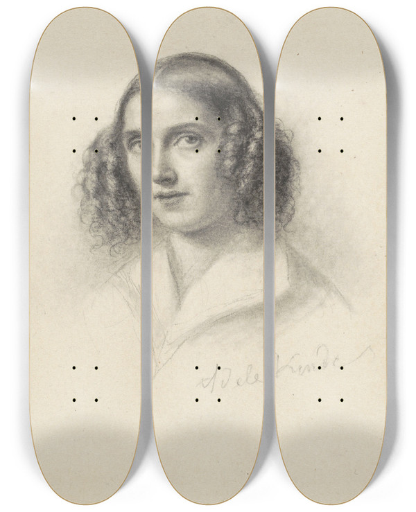 Triptych art skateboard deck of Adle Kindt Selfportrait by Adele Kindt (1804-1893)