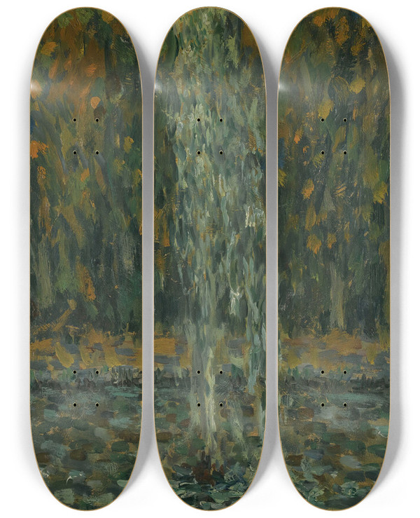 Triptych art skateboard deck of Henri Le Sidaner Jet Deau by Henri Le Sidaner (1862-1939)