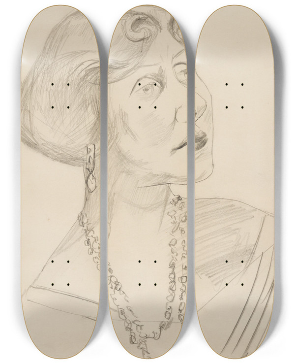 Triptych art skateboard deck of Max Beckmann Bildnis Lilli Von Schnitzlermallinckrodt by Max Beckmann (1884-1950)