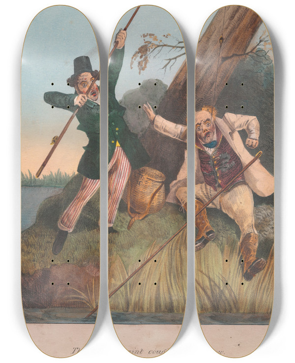 Triptych art skateboard deck of Henry Thomas Alken Sporting Satirist_11 by Henry Thomas Alken (1785-1851)