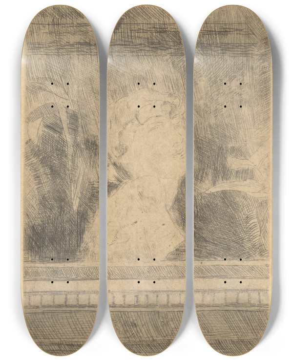 Triptych art skateboard deck of James Ensor Borstbeeld by James Ensor (1860-1949)