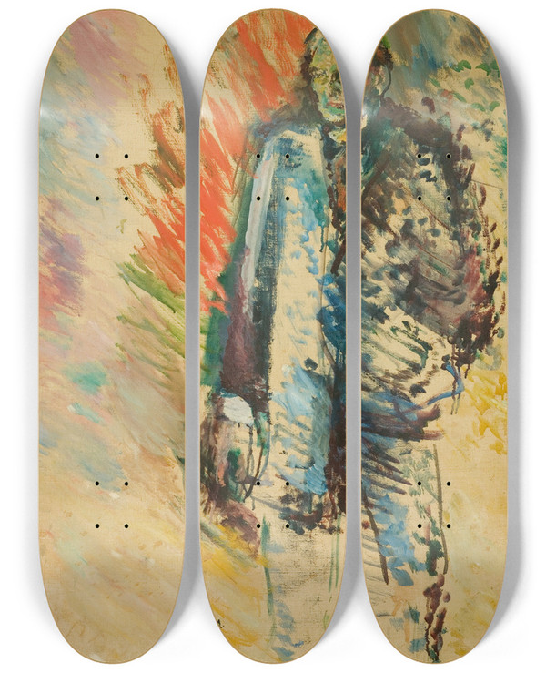 Triptych art skateboard deck of Ludvig Karsten Portrett Av Dr Chr Rimestad by Ludvig Karsten (1876-1926)