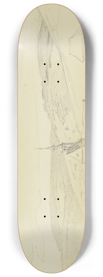 Jakob Becker - Village surrounded by mountains 8.25 inch art skate deck