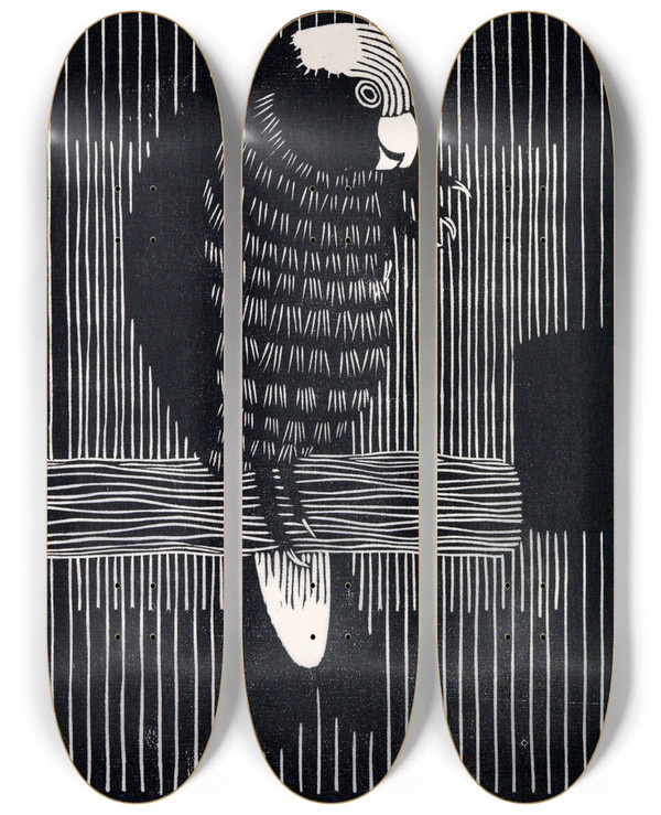 Triptych art skateboard deck of Samuel Jessurun De Mesquita Roskaketoe by Samuel Jessurun De Mesquita (1868-1944)