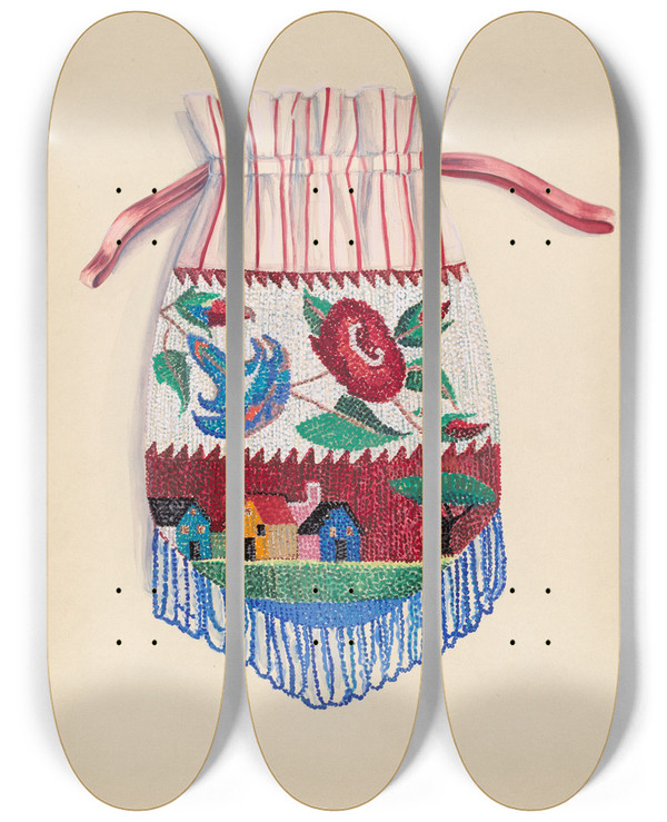 Triptych art skateboard deck of Ella Josephine Sterling Bag by Ella Josephine Sterling