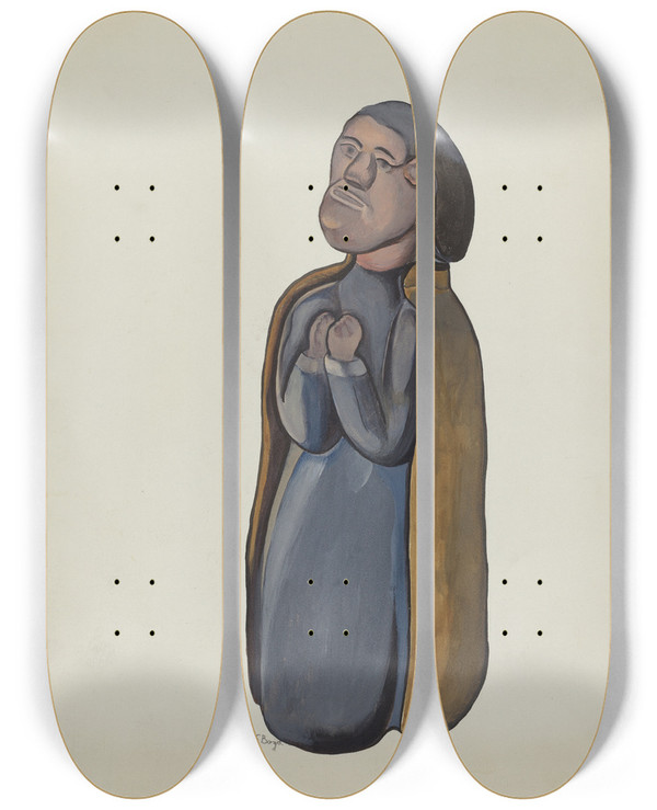 Triptych art skateboard deck of E Boyd Bulto Probably San Antonio by E Boyd (20-)