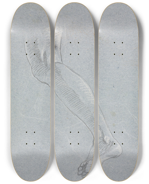 Triptych art skateboard deck of Francesco Lorenzi Verona Sketchbook Left Leg Page 28 by Francesco Lorenzi (1723-1787)