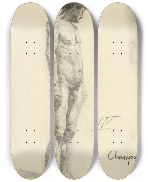 Triptych art skateboard deck of Kos Aranyossy Tdia Aktu Stojaceho Mua_1 by kos Aranyossy