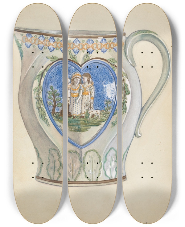 Triptych art skateboard deck of Barnes Pitcher_3 by Barnes