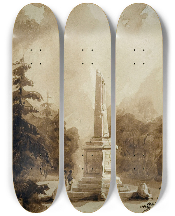 Triptych art skateboard deck of Augustesbastien Bnard Loblisque Du Pr Catelan by Auguste-Sbastien Bnard (1810-1873)