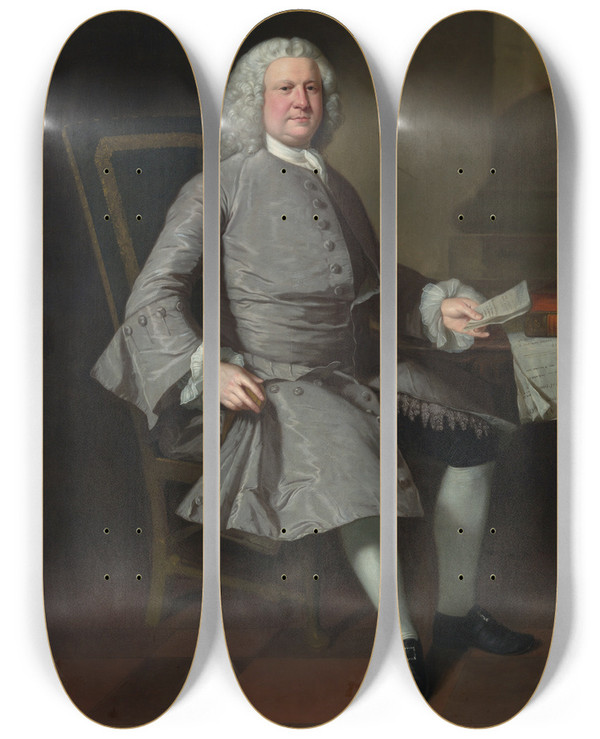 Triptych art skateboard deck of James Cranke Thomas Osborne by James Cranke (1707-1780)